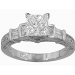 2.14 ct. TW Princess Cut Diamond Antique Style Engagement Ring